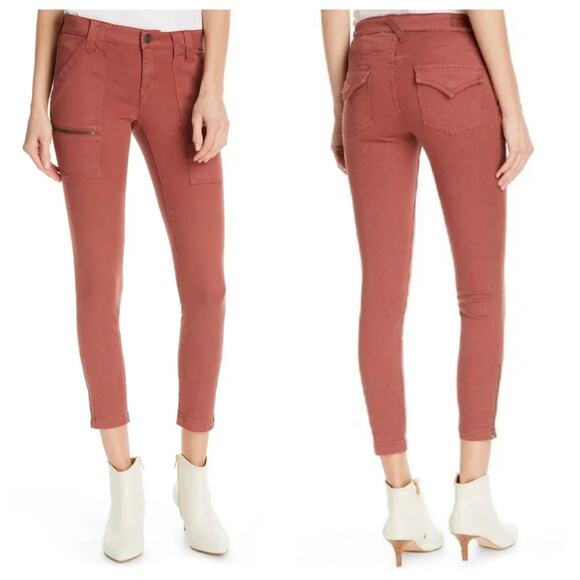 Joie Jeans Soft Rust Red Stretch Cotton Denim Cargo Pocket Skinny Ankle Size 28 - Picture 1 of 9